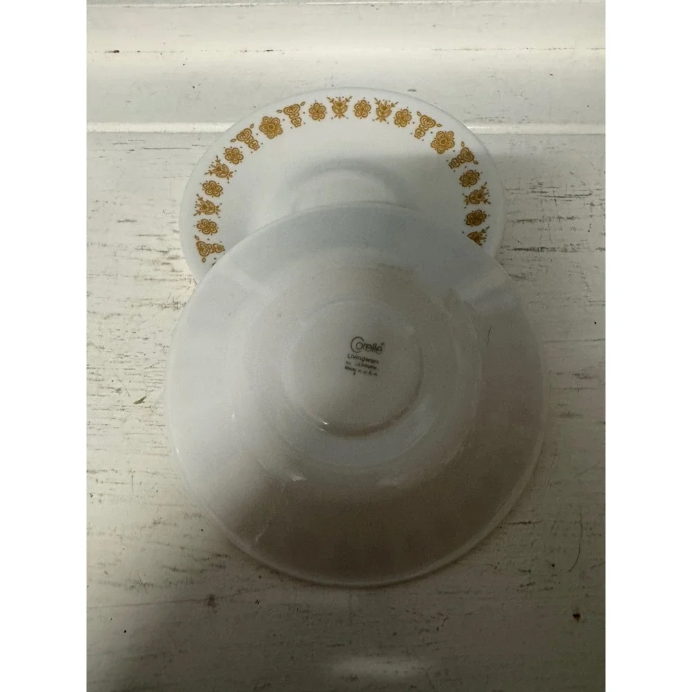Corelle Butterfly Gold Tea Cups and Saucers Set of 6 Vintage‎ Corning Livingware